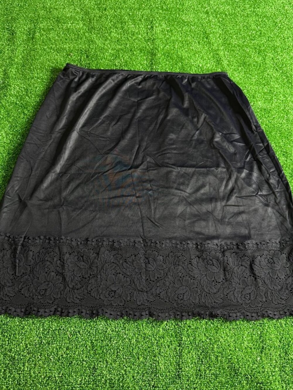 Vanity Fair Black Nylon Tricot Lace Details Half Slip Underskirt Plus Size 2XL